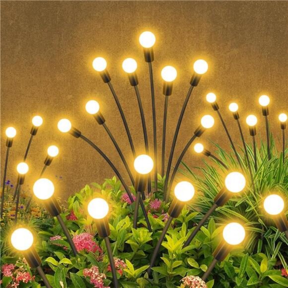 Solar Garden Lights Outdoor Waterproof, 2 Pack 16 LED Swaying Light Firefly - Picture 1 of 7